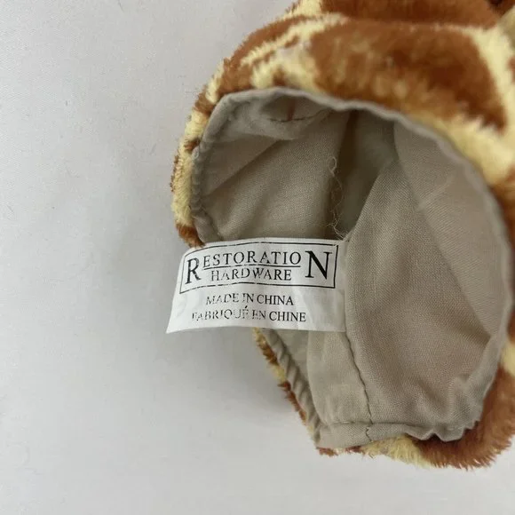Restoration Hardware Giraffe Hand Puppet 10” Plush Soft Toy White Collar - Picture 5 of 6